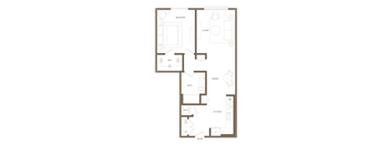 A floor plan of a house with labeled rooms such as Bedroom, Living, Bath, Dining, Kitchen, and Entry.