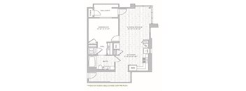 A3  – 1 Bedroom 1 Bath Floor Plan Layout – 852 Square Feet