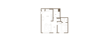 A floor plan of a house with a kitchen, living room, bedrooms and bathrooms.