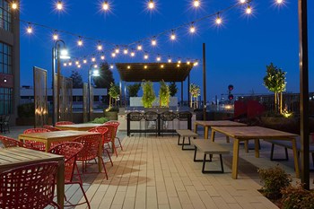Courtyard grill and seating area