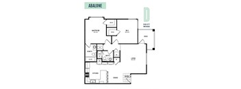 Abalone - 2 Bedroom 2 Bath Floor Plan Layout - 1073 Square Feet