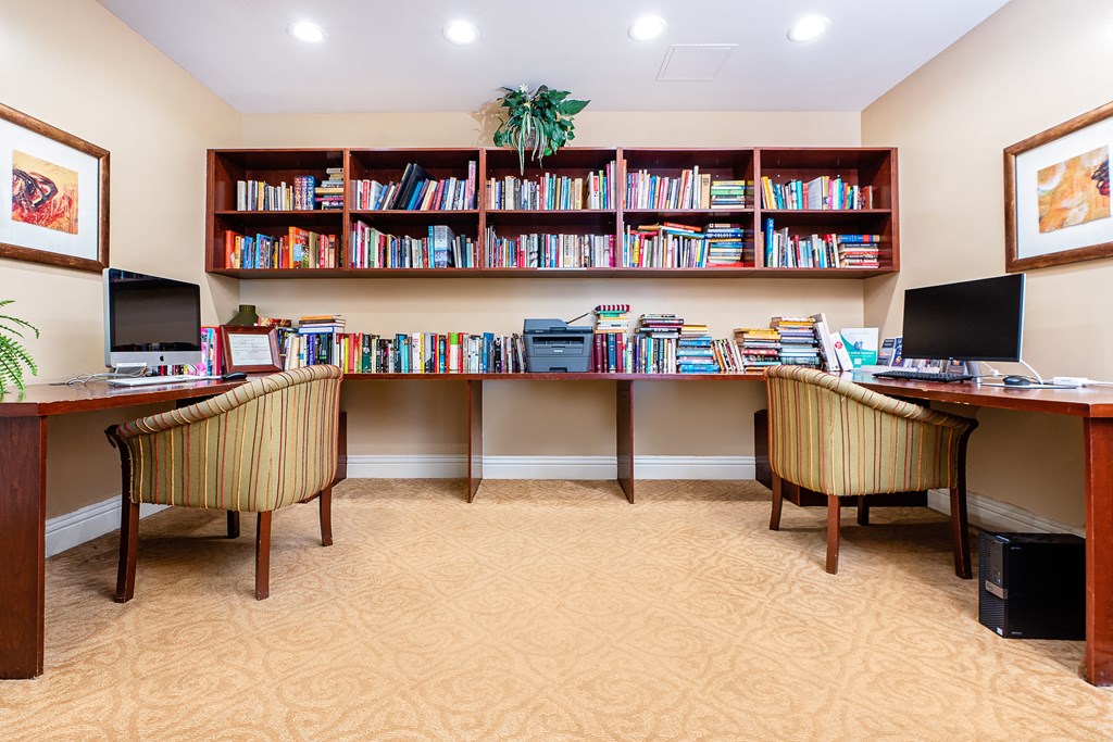 Computer room with book shelf