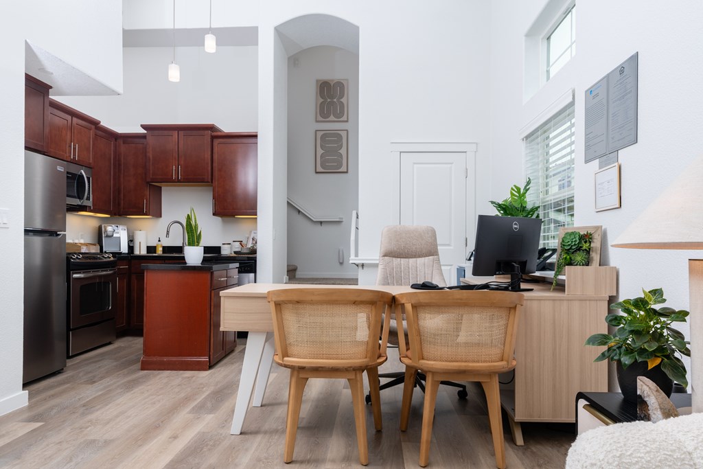 One Bedroom Kitchen and Leasing Office