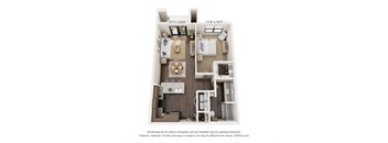 A790 floor plan of a 1 bedroom with a bathroom and a living room