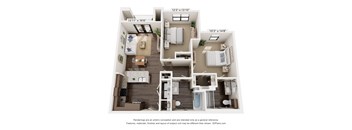 B1022 floor plan of a house with a bedroom and a living room