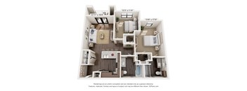 B1056 two bedroom floor plan of a home with a bedroom
