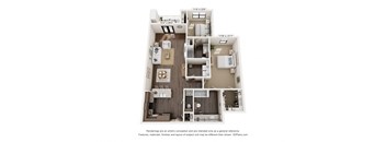 B1425 two bedroom floor plan of a home with a bedroom