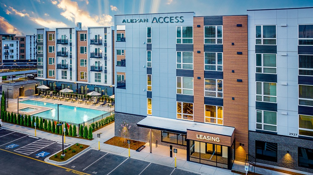 a rendering of the alexandra access apartment complex