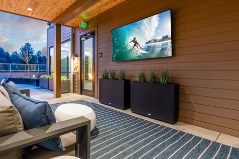 Outdoor seating with TV