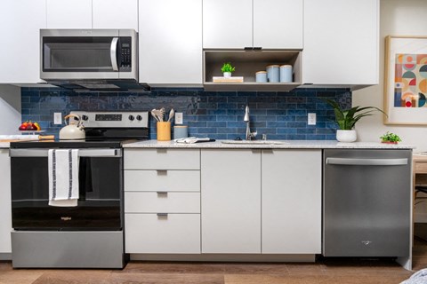 Kitchen with stainless steel appliances