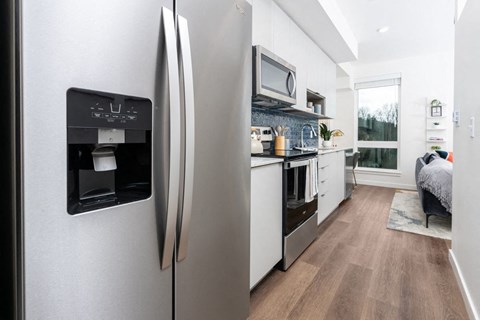 Kitchen with stainless steel appliances