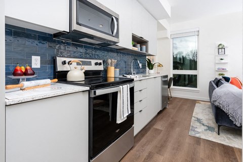 Kitchen with stainless steel appliances