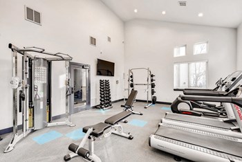Denver Apartments- Allure- Fully Equipped Gym with Padded Flooring and High Ceilings - Photo Gallery 6