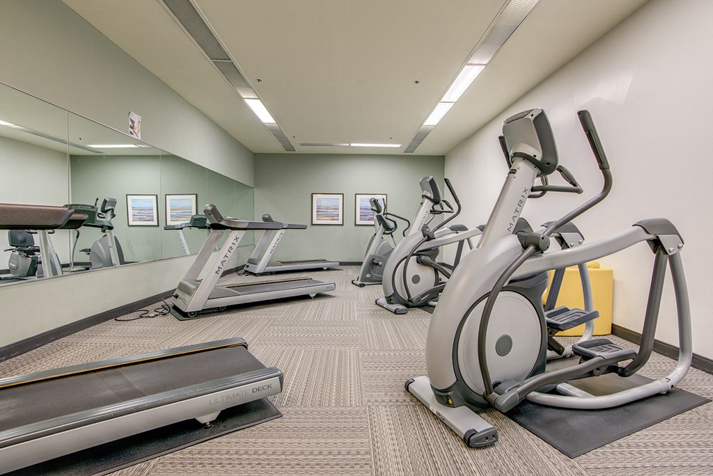Fitness center at Americana Apartments, Mountain View, California