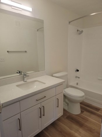 Apartments for Rent in Phoenix-Arboretum-Bathroom with Vanity, Overhead Lighting, and Wood Style Flooring - Photo Gallery 13