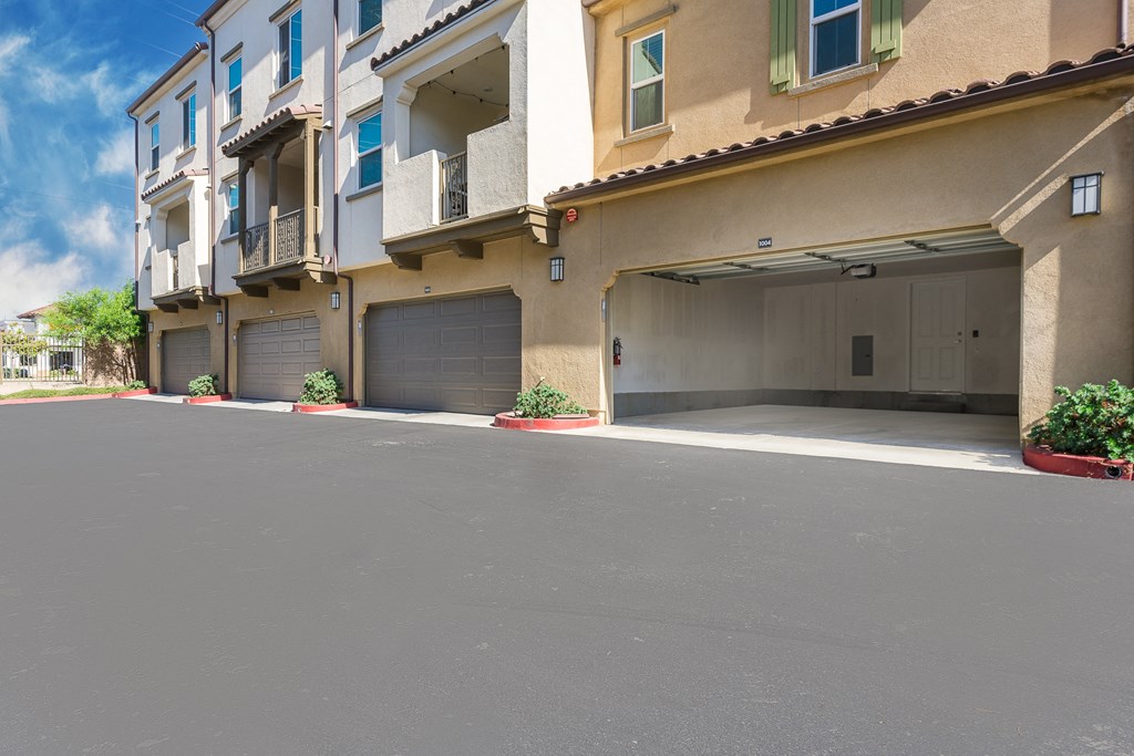 Apartment complex with garages