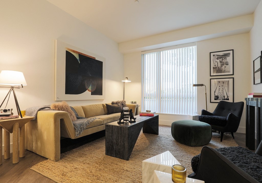 Brooklyn Basin Oakland CA Apartments for Rent - Artizan Oakland - Living Room with Wood-Style Flooring