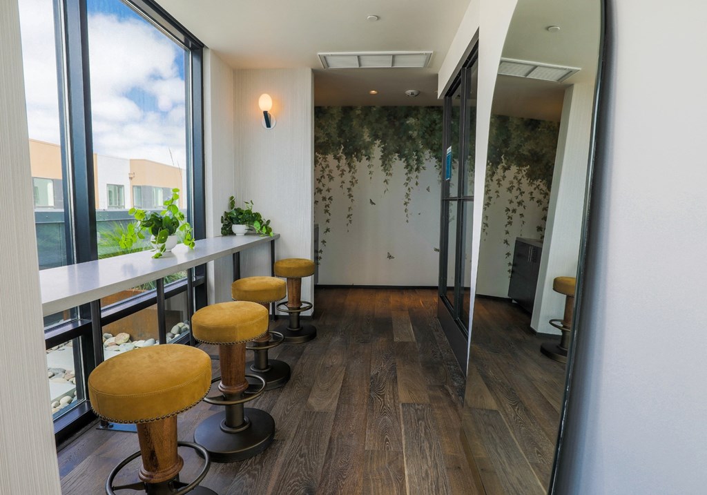 resident lounge with bar stools