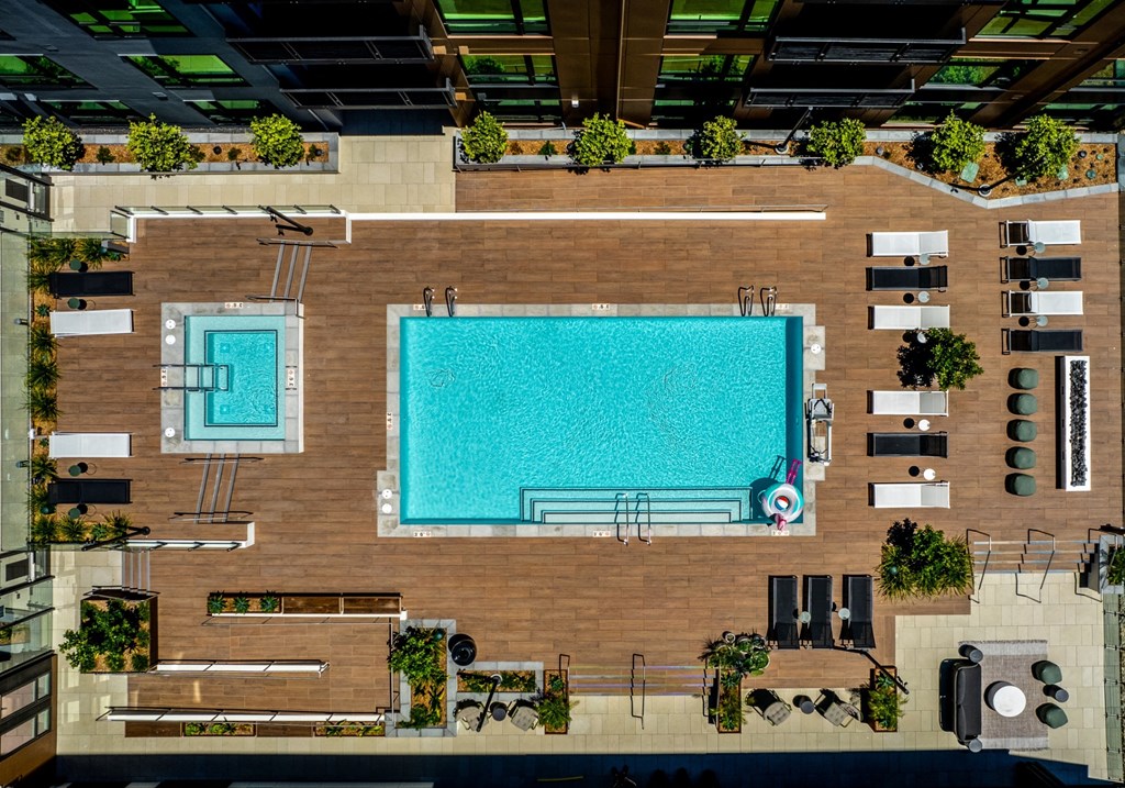 aerial Artizan pool with jacuzzi