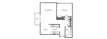 1C 1 bed 1 bath floor plan