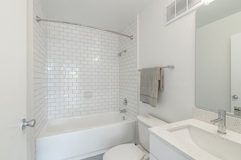 brewster floor plan bathroom at Avenue Two Apartments, Redwood City  , CA