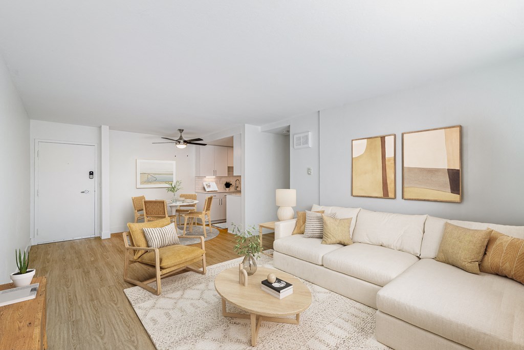 brewster furnished living room at Avenue Two Apartments, California, 94063