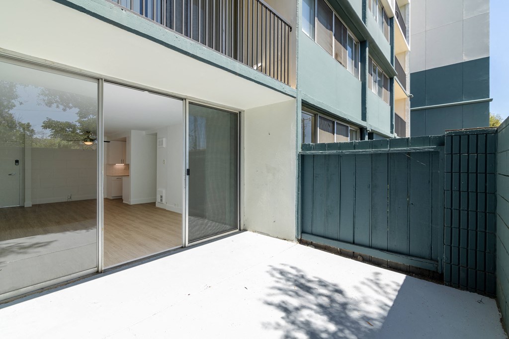 brewster floor plan balcony with sliding door at Avenue Two Apartments, Redwood City