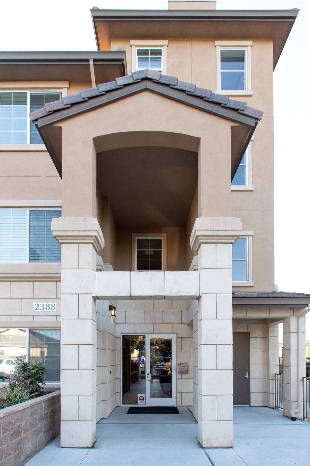 entryway of the apartment building