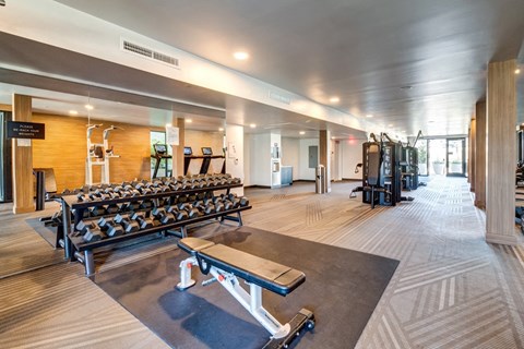 a gym with weights and cardio equipment at the resort at governors crossing