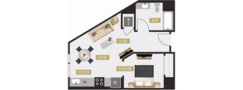 a floor plan of a house with a living room and a dining room