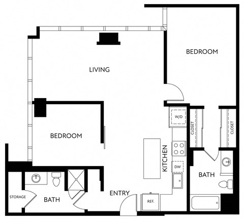 a floor plan of a room with a bedroom and a bathroom