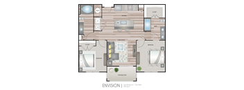 A floor plan of a house layout with labeled rooms.