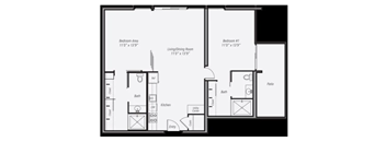 B2 floor plan 2 bedroom 2 bathroom 1059 square feet