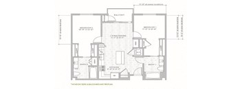 B2  – 2 Bedroom 2 Bath Floor Plan Layout – 1024 Square Feet