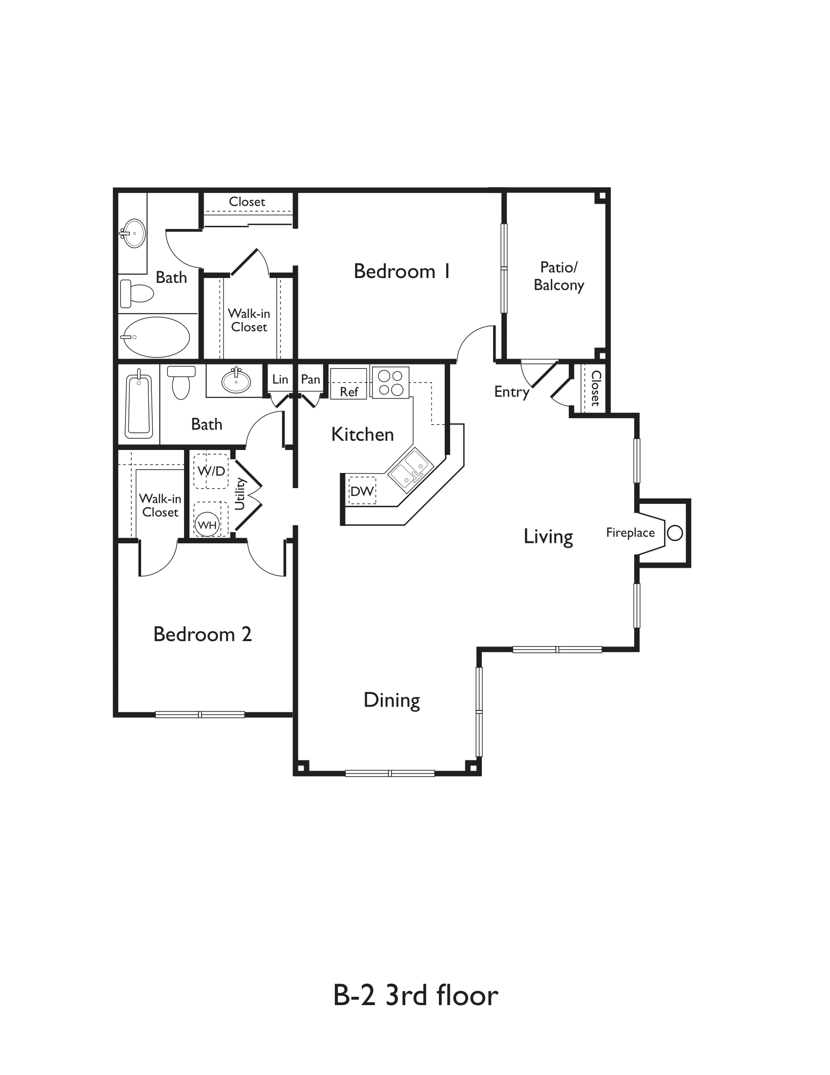 B2B (Premium) 2 bed 2 bath 1083 sqft