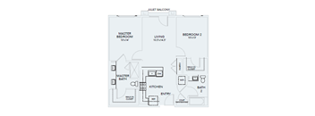 B3 – 2 Bedroom 2 Bath Floor Plan Layout – 1005 Square Feet