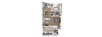 a 3d rendering of a floor plan of an apartment