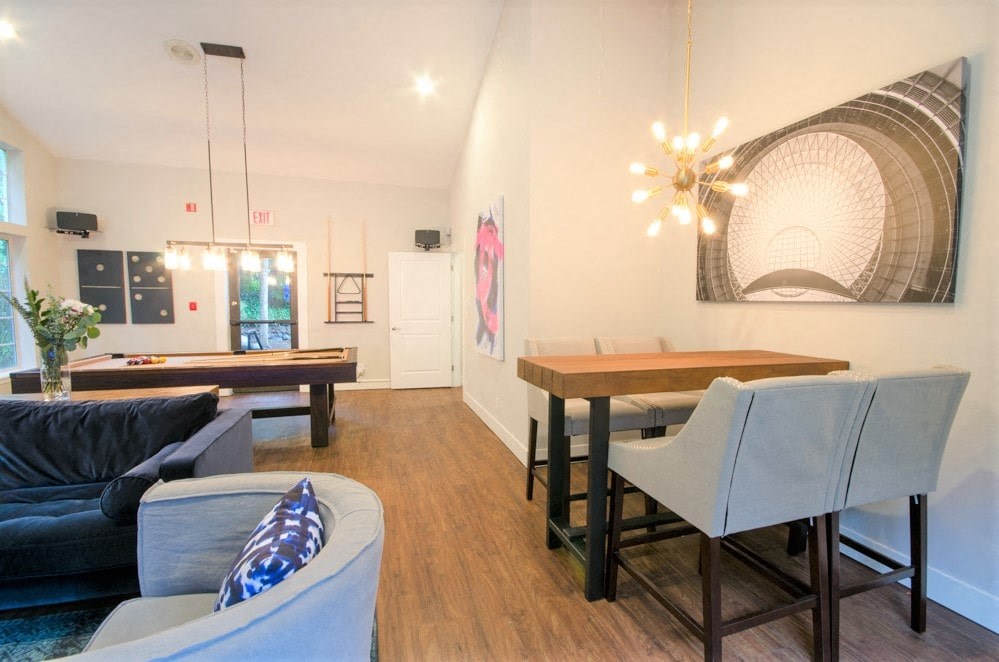 Pool table with seating