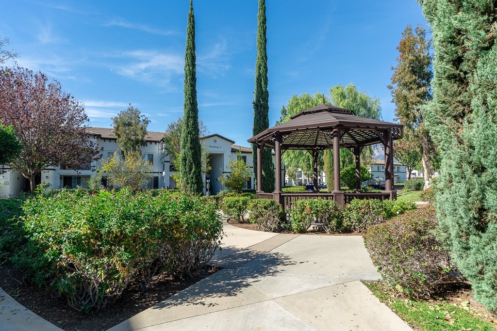 Outdoor path with gazebo