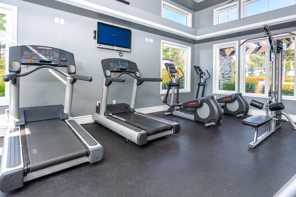 Rancho Cucamonga, CA Apartments for Rent - Barrington Place Fitness Center With Treadmills, Exercise Bikes, Ellipticals, and More