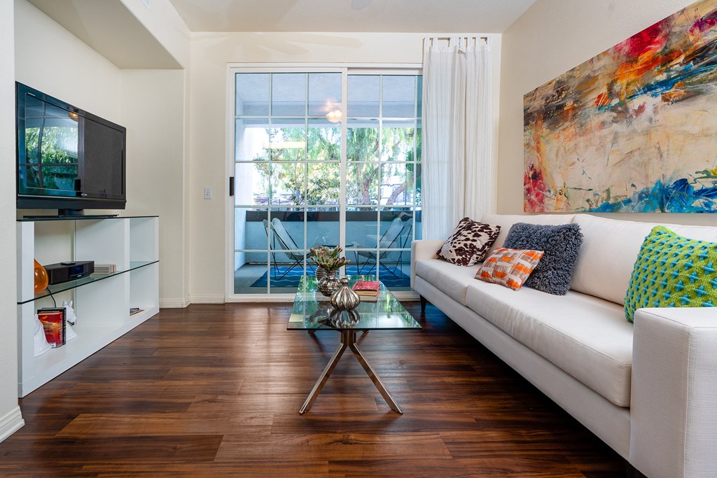 Living room with large patio door
