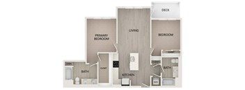B2 2 bed 2 bath 991 square feet floor plan at Bayswater Apartments, Burlingame