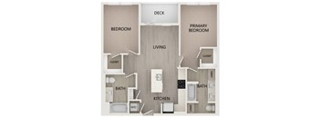 B3 2 bed 2 bath 910 square feet floor plan at Bayswater Apartments, California