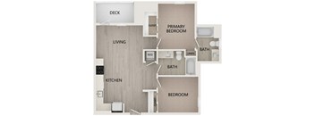 B4 2 bed 2 bath 831 square feet floor plan at Bayswater Apartments, Burlingame, CA