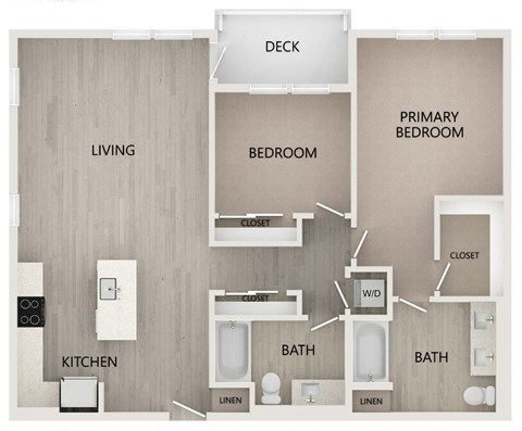 B5 2 bed 2 bath 1149 square feet floor plan at Bayswater Apartments, Burlingame, 94010