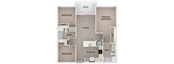 C3 3 bed 2 bath 977 square foot floor plan at Bayswater Apartments, Burlingame