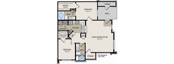 Beverly - 2 bed 2 bath - 969 sqft