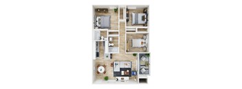 The Elmnwood - 3D floor plan - 3 bed 2 bath