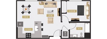 a floor plan of a house with a living room and a dining room