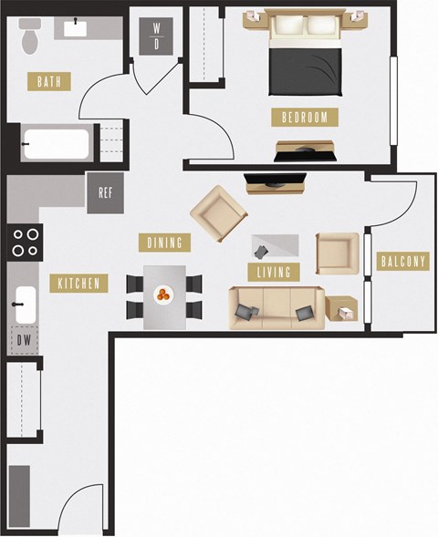 a floor plan of a house with a living room and a bedroom